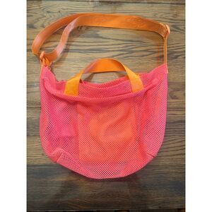 Glob Mini Shift Mesh Sheer Reusable Crossbody Sling Bag Coral Pink Orange Small
